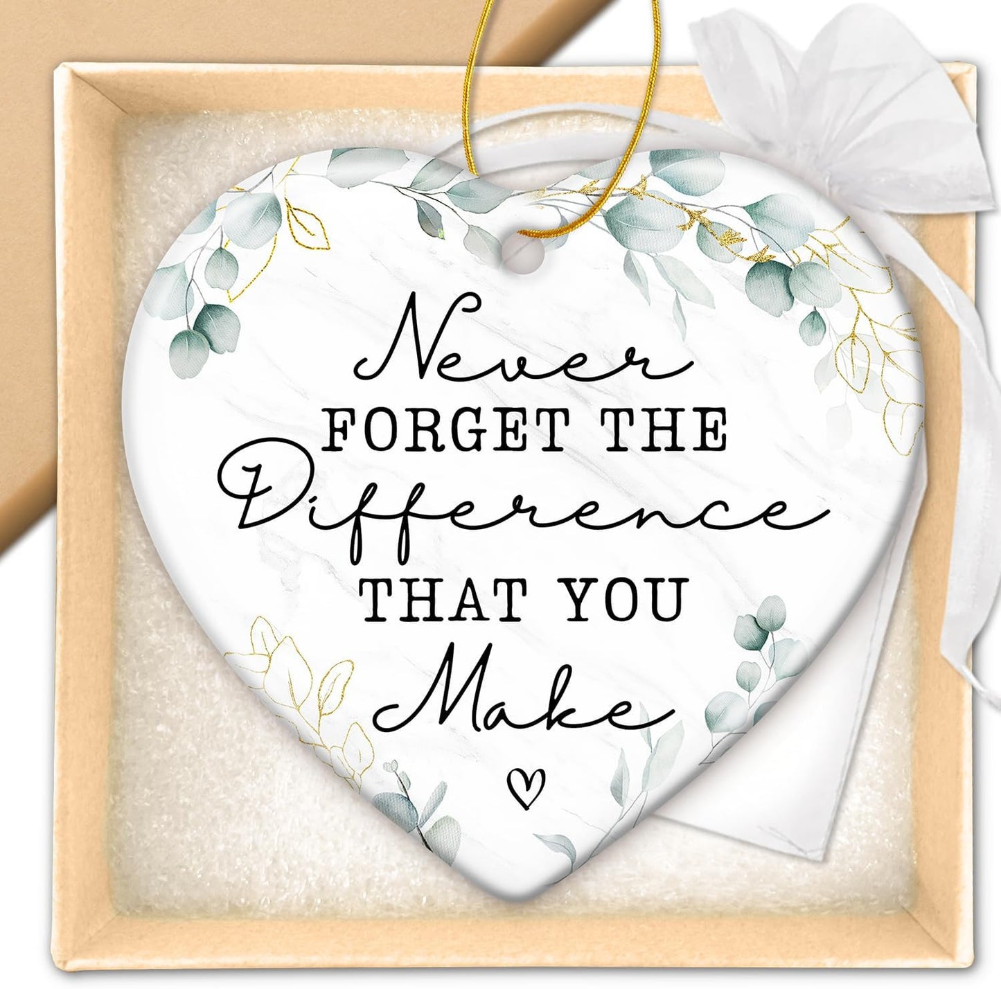 Thank You Gifts for Women Men - Teacher Appreciation Gifts - Appreciation Gift for Nurse Paraprofessional Principal Coworker Employee Counselor Boss - Retirement Farewell Going Away - Ceramic Ornament
