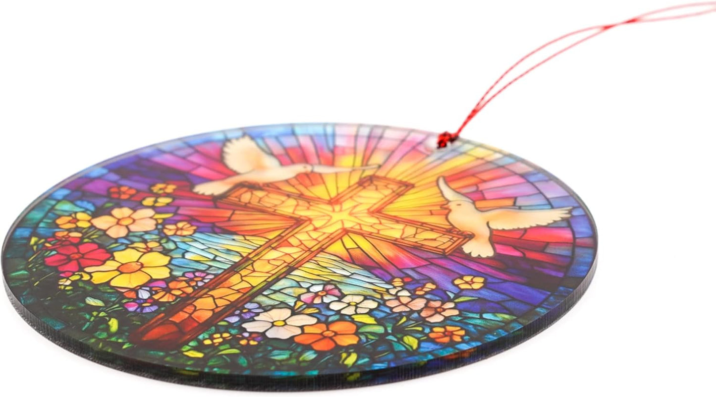Cross Ornaments for Christmas Tree Suncatcher Effect, Christian Christmas Ornaments, Christian Gifts, Religious Gifts for Women, Jesus Christmas Decorations, Christian Christmas Decorations
