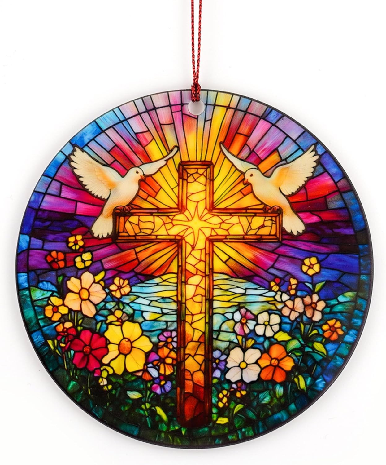 Cross Ornaments for Christmas Tree Suncatcher Effect, Christian Christmas Ornaments, Christian Gifts, Religious Gifts for Women, Jesus Christmas Decorations, Christian Christmas Decorations