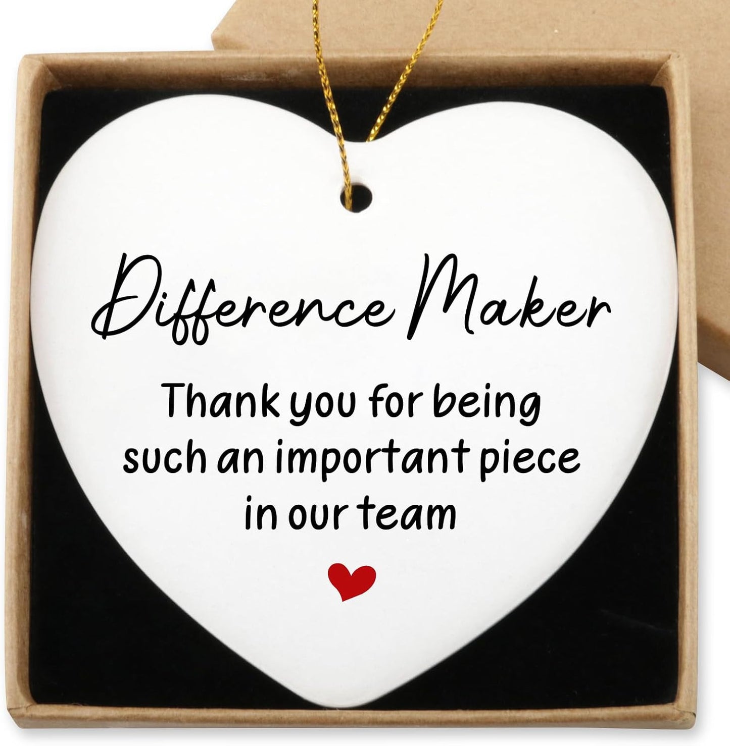 Funny Retirement Gifts for Women Never Underestimate The Difference You Made Hanging Ornament Happy Retirement Farewell Gift for Men Coworker Teacher Boss Nurse Christmas Tree Ceramic Heart Keepsake