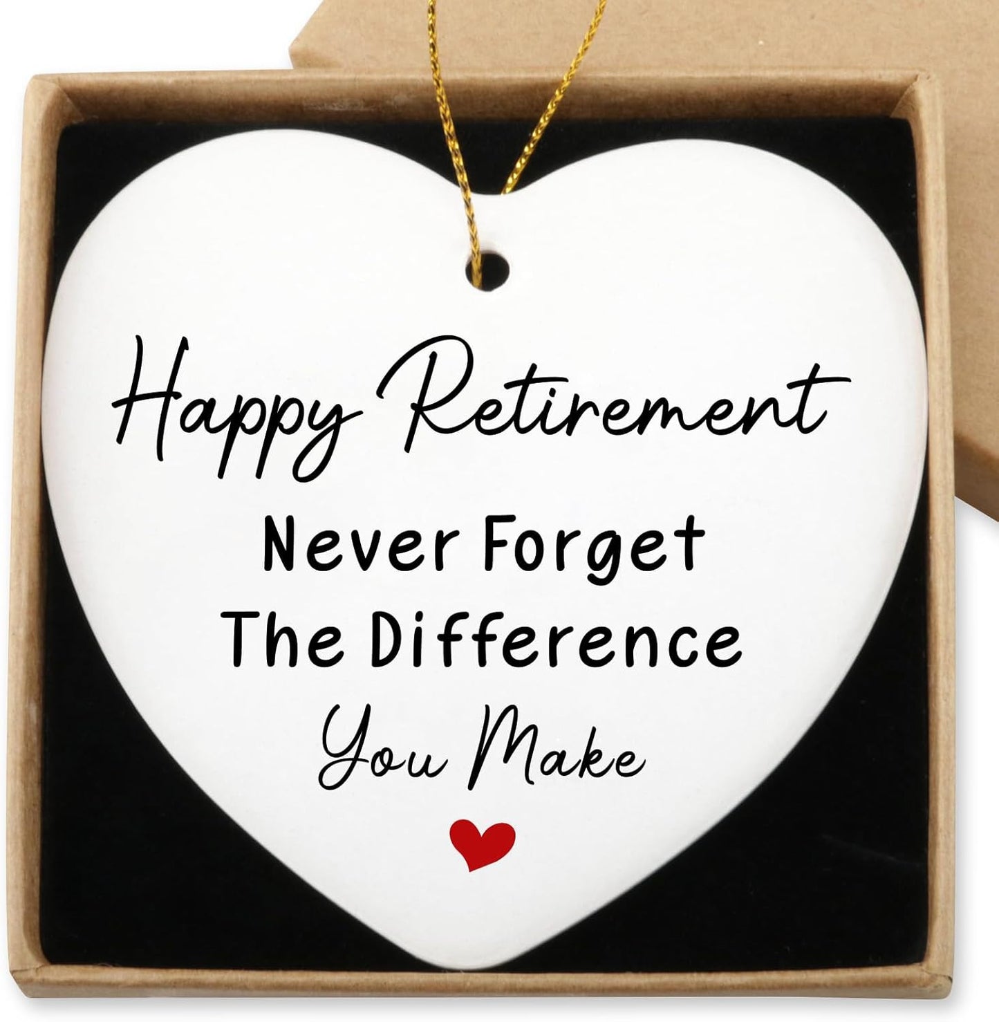 Funny Retirement Gifts for Women Never Underestimate The Difference You Made Hanging Ornament Happy Retirement Farewell Gift for Men Coworker Teacher Boss Nurse Christmas Tree Ceramic Heart Keepsake