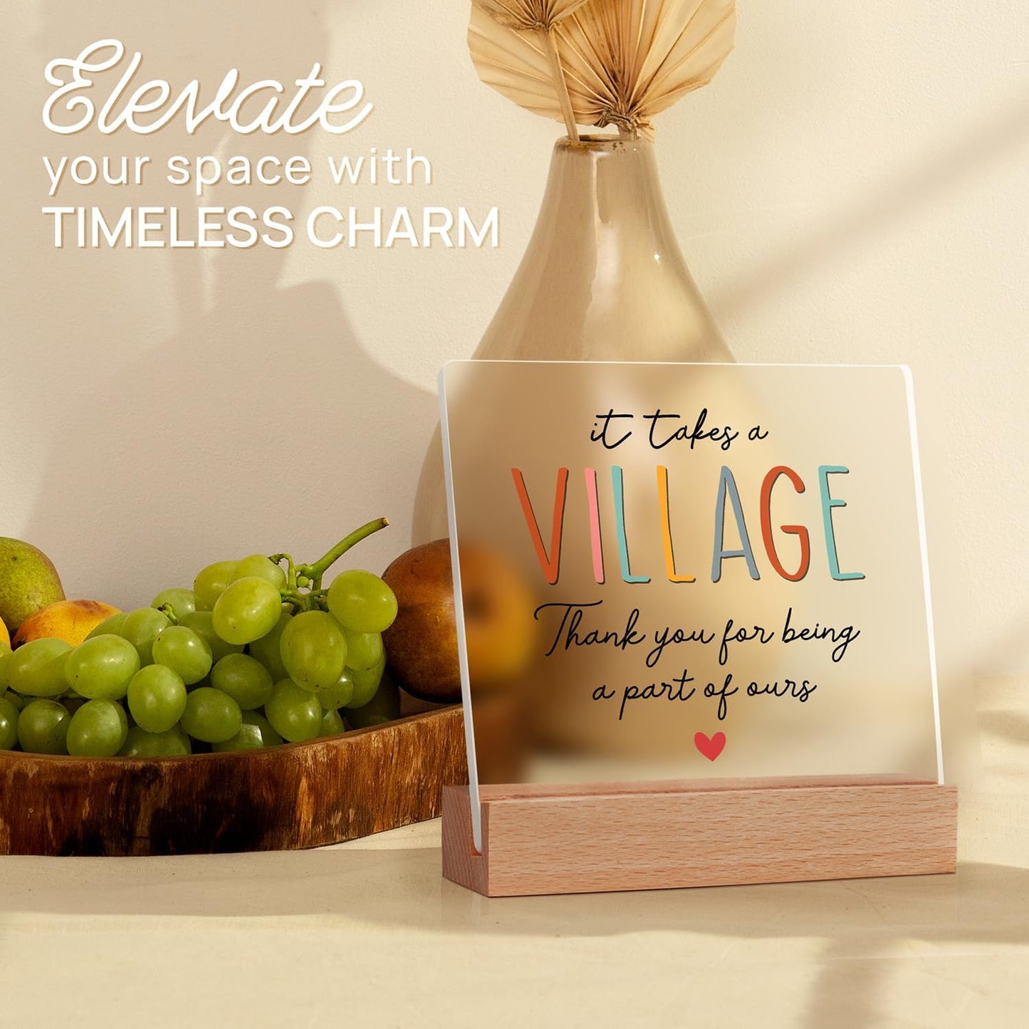 Thank You Gifts for Women - Teacher Appreciation Gifts - Appreciation Gift for Coworker Employee Daycare Provider Nanny Babysiter - It Takes a Village Plaque - Christmas Acrylic Sign