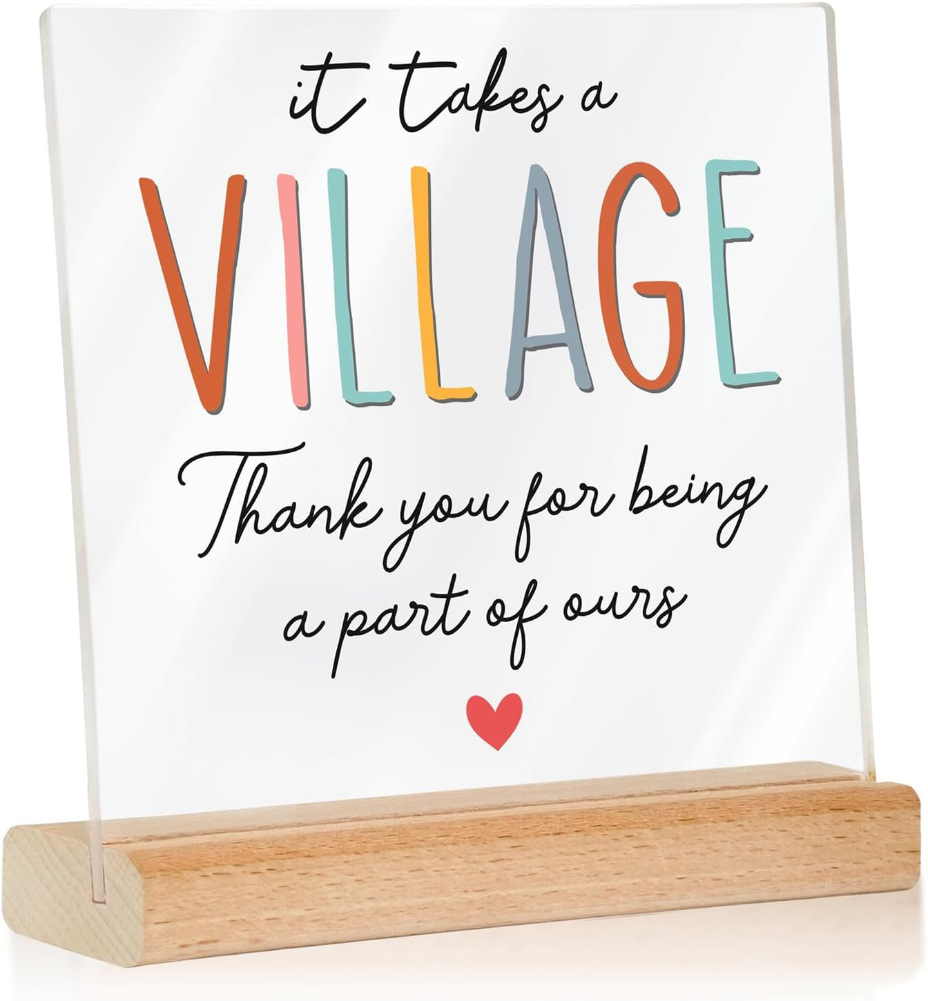 Thank You Gifts for Women - Teacher Appreciation Gifts - Appreciation Gift for Coworker Employee Daycare Provider Nanny Babysiter - It Takes a Village Plaque - Christmas Acrylic Sign