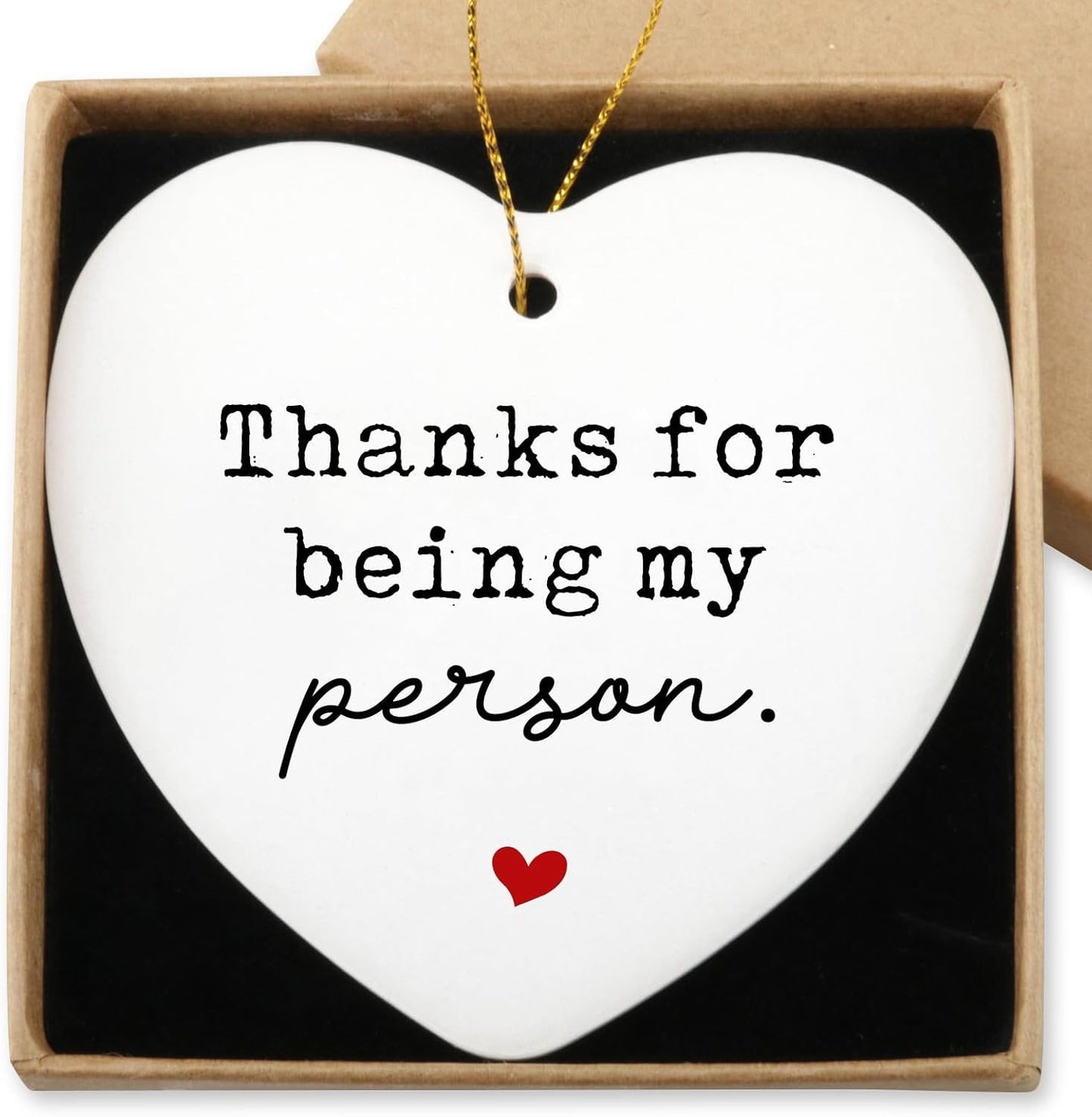 Anniversary Wedding Gifts for Wife Husband Hanging Ornament Thanks for Being My Person Gifts for Couple Valentines Day Birthday Christmas Ceramic Heart Keepsake Gift for Your Lover