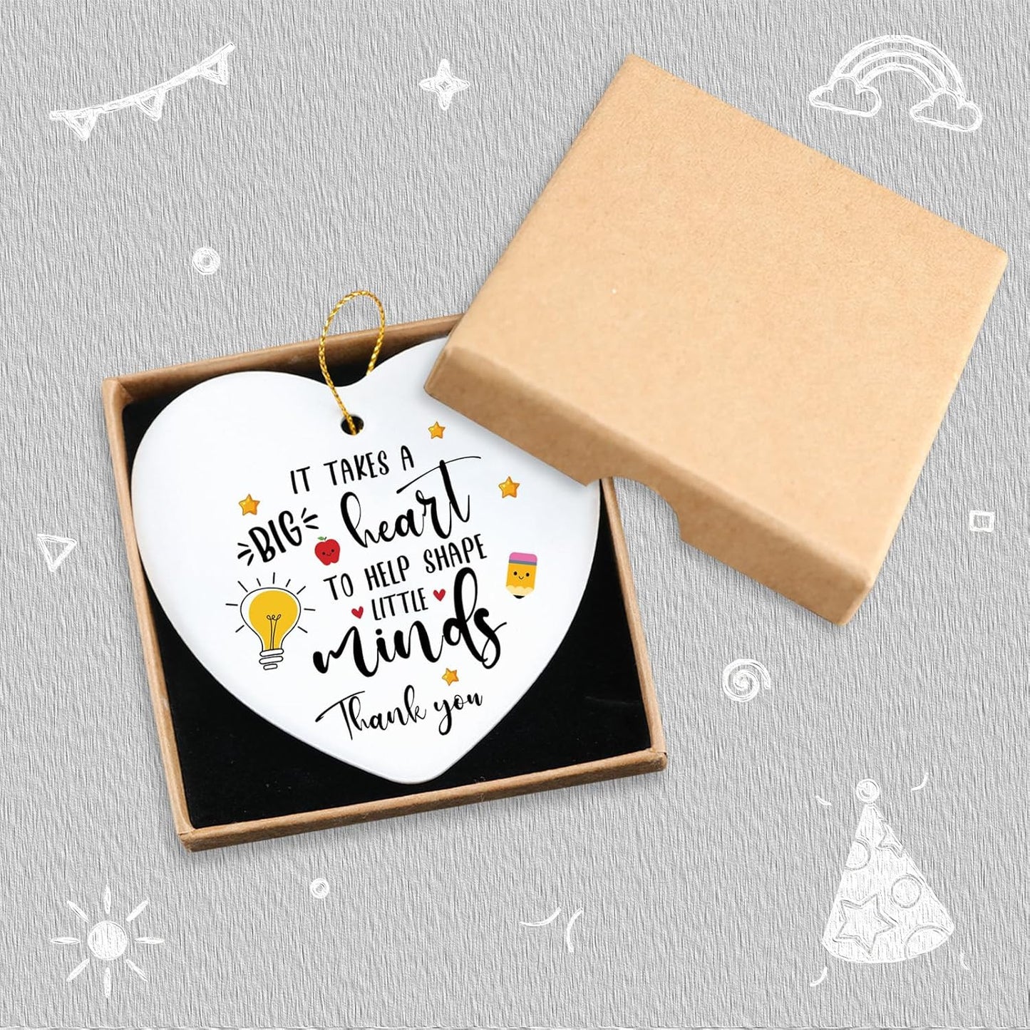 It Takes a Big Heart to Shape Little Minds Teacher Appreciation Hanging Ornament End of Year Teacher Gifts from Student Retirement Christmas Birthday TeacherÕs Day Gifts