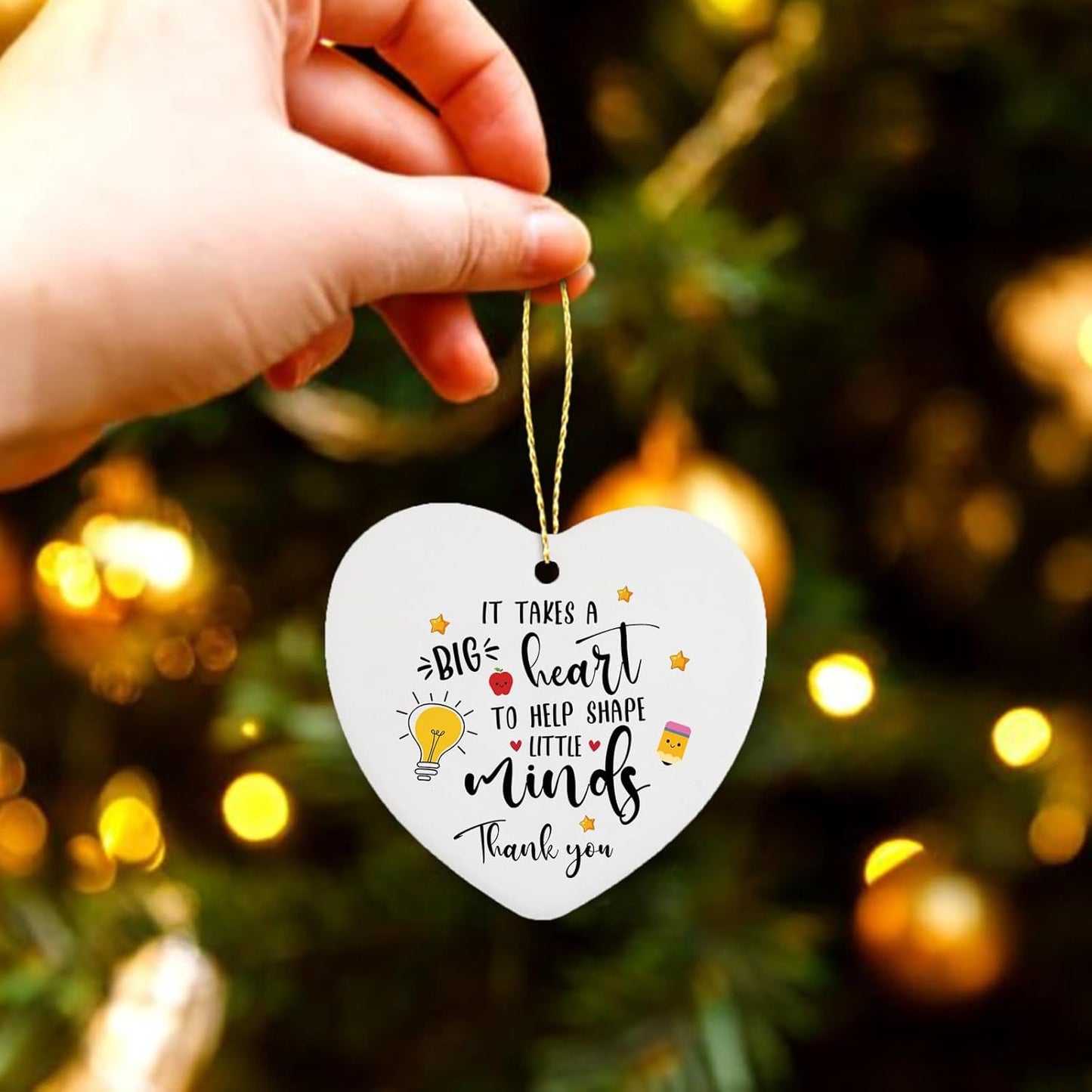 It Takes a Big Heart to Shape Little Minds Teacher Appreciation Hanging Ornament End of Year Teacher Gifts from Student Retirement Christmas Birthday TeacherÕs Day Gifts