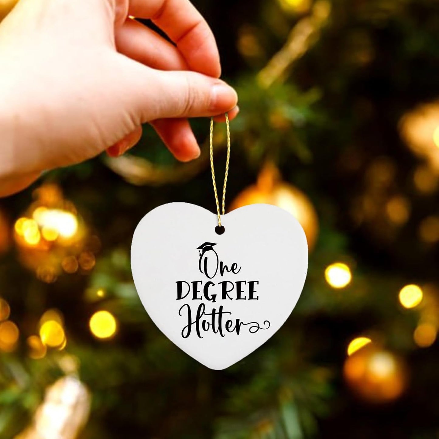 College Graduation Gifts One Degree Hotter Hanging Ornament Master Degree Phd Law School Graduation Gifts for Her Him Christmas Tree Ceramic Heart Keepsake