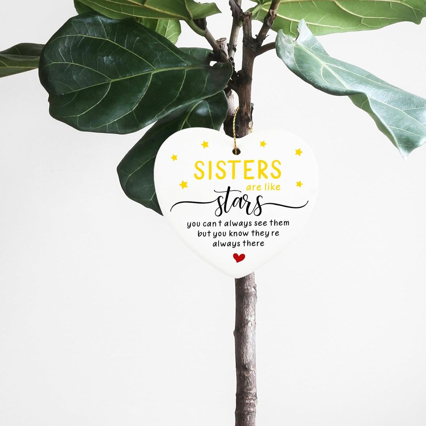 Soul Sister Gifts for Women Sisters are Like Stars Hanging Ornament Ceramic Heart Keepsake Christmas Birthday Gift for Sister Friends Female Long Distance from Sister