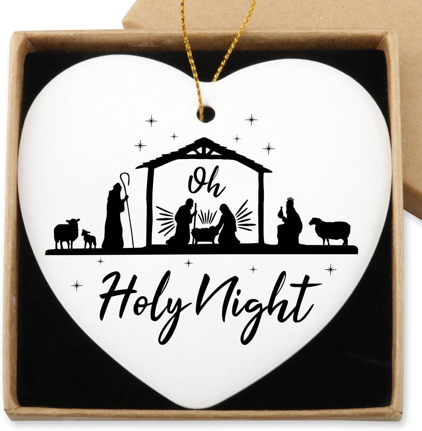 I Saw That Jesus Ceramic Heart Keepsake Christmas Ornament Funny Birthday Inspirational Christian Gifts for Women Men Coworkers Friends Christmas Tree Decoration Gifts