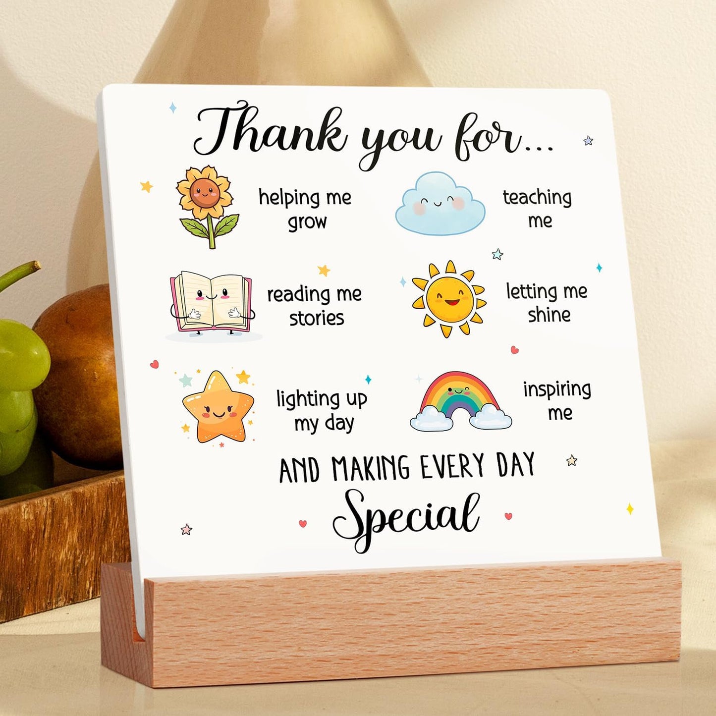 Thank You Ceramic Plaque Gifts for Women - Teacher Gifts - Appreciation Gift for Teacher Nurse Coworker Daycare Provider Nanny Babysiter - It Takes a Village Plaque - Ceramic Sign for Home Office Desk