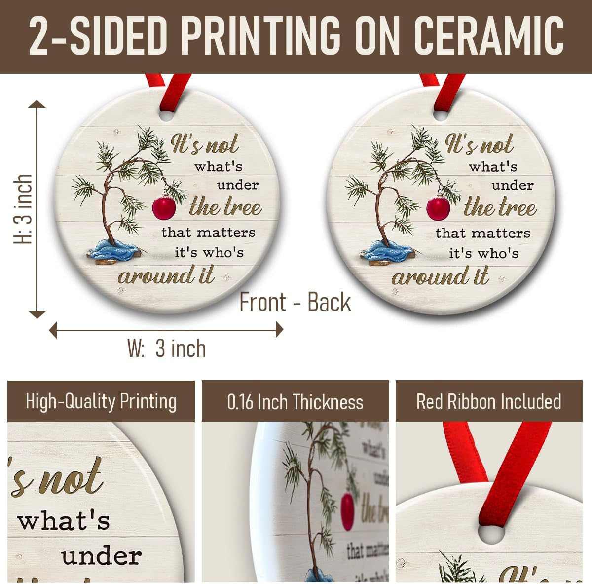 Christmas Ornaments, Inspirational Gifts for Xmas Hanging Decor - Ideal Gift for Family, Sister, Friends, Couples, Women & Men - Under Tree Christmas Decoration