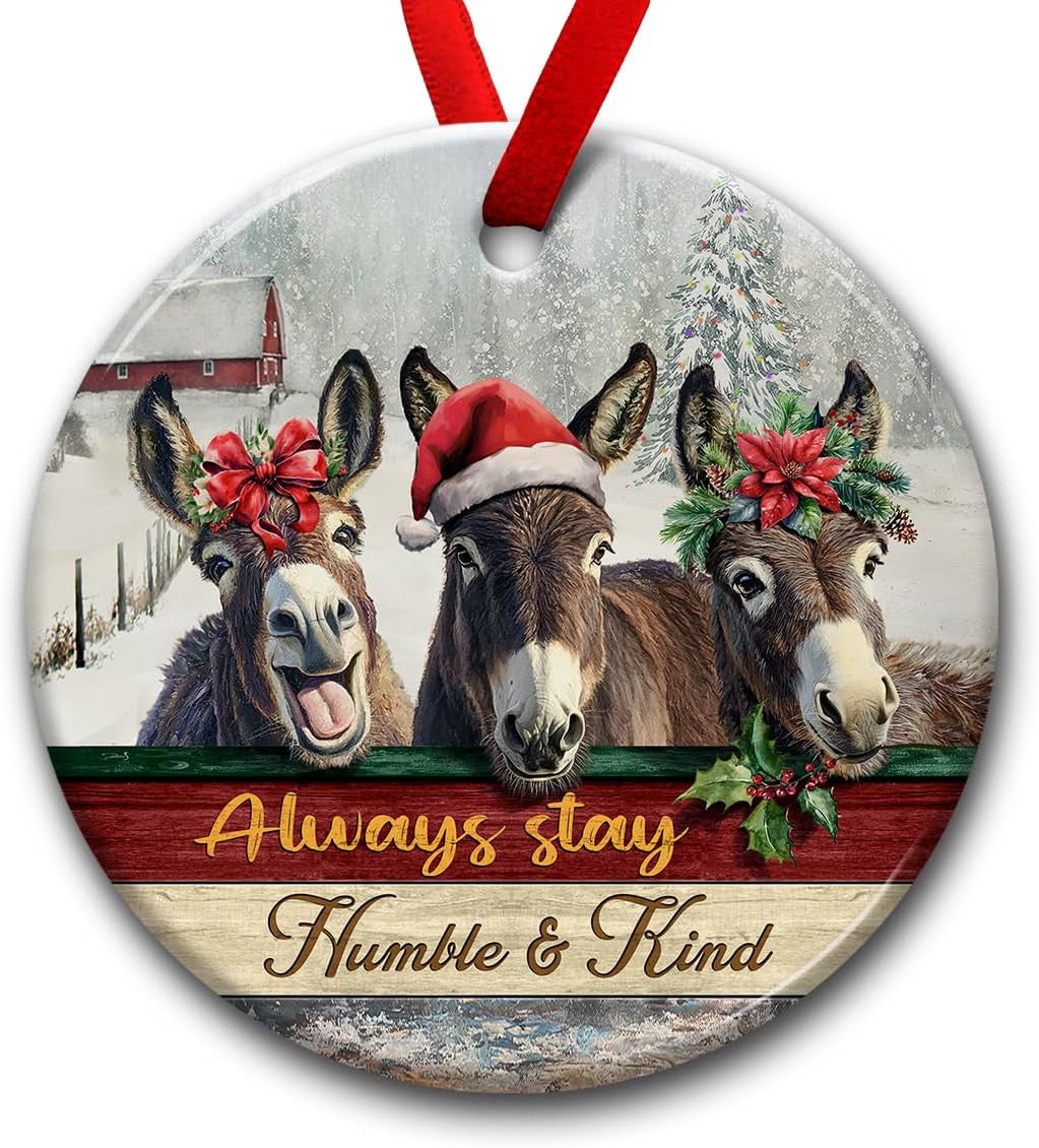 Cow Ornament, Farmhouse Christmas Ornaments - Western Farm Decor Gifts for Family, Mom, Dad, Friends, Cow Farmers - Hanging on Holiday Decorations