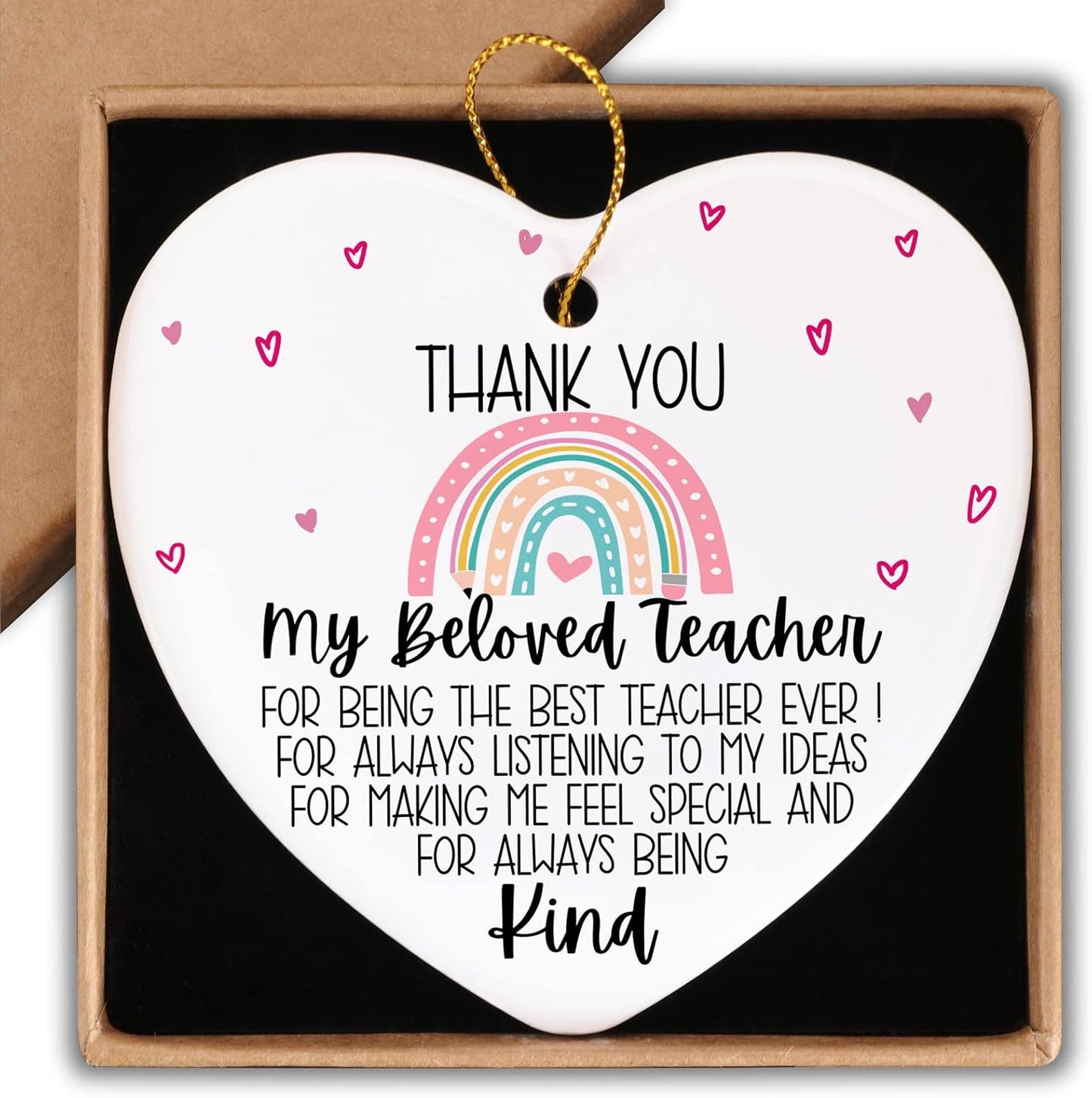 Teacher Appreciation Gifts Teacher Gifts for Women Ornament Keepsake Sign Heart Plaque Best Teacher Gift Birthday Christmas Teacher Thank You Gifts for Teacher from Student