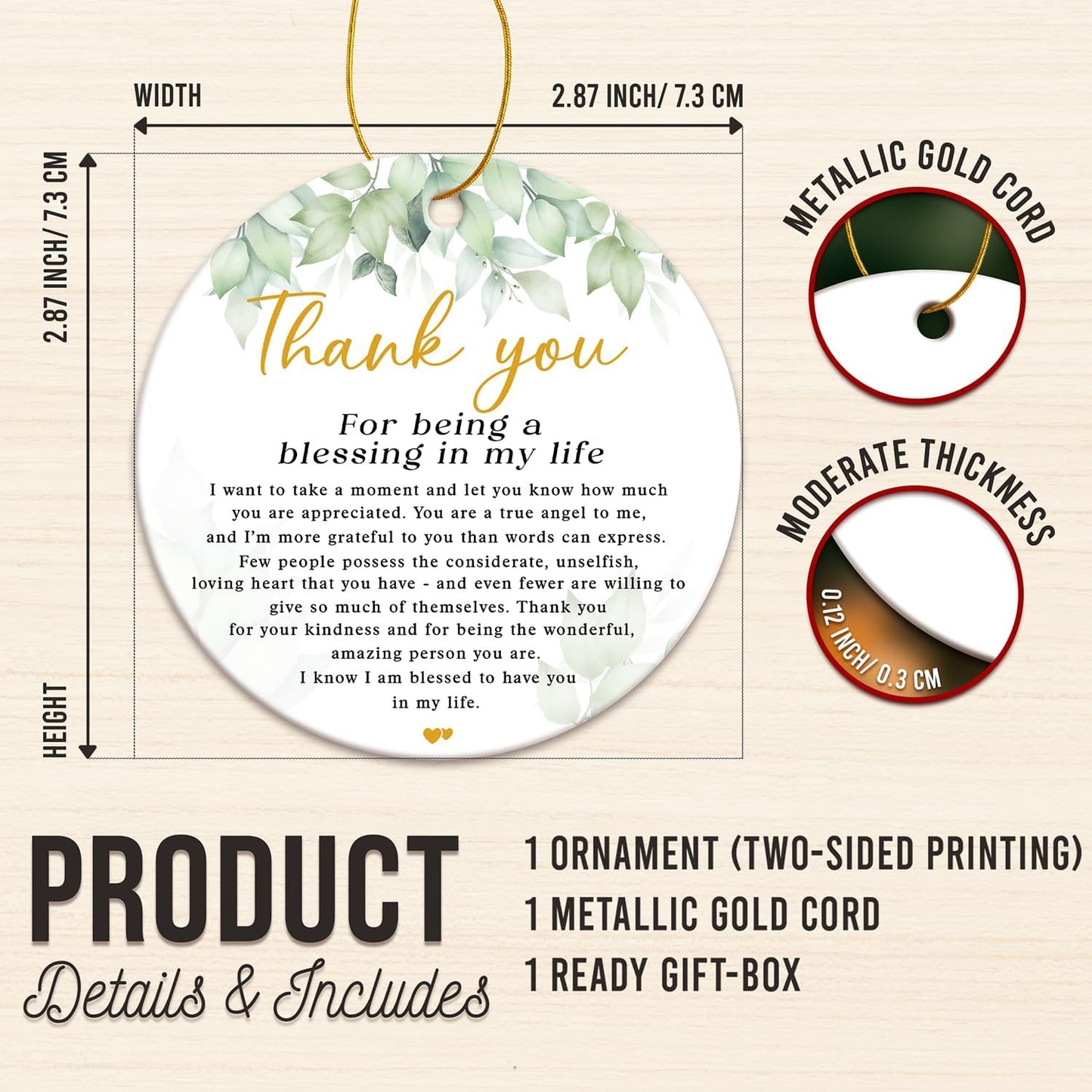 Thank You Gifts for Women Men - Appreciation Gift for Coworker Boss Teacher Nurse Mom Friend - Thanksgiving Day Gifts for Family - Being A Blessing in My Life - Ceramic Christmas Ornament 2025