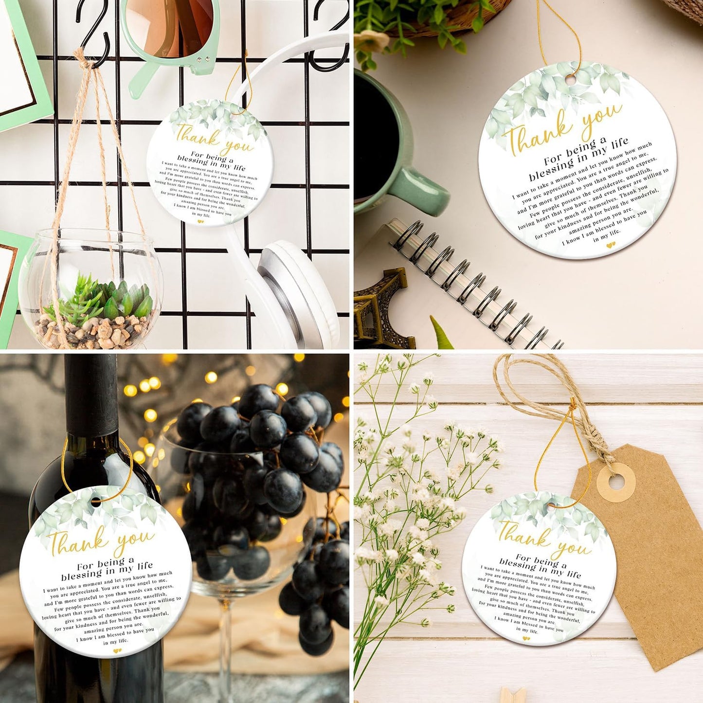 Thank You Gifts for Women Men - Appreciation Gift for Coworker Boss Teacher Nurse Mom Friend - Thanksgiving Day Gifts for Family - Being A Blessing in My Life - Ceramic Christmas Ornament 2025