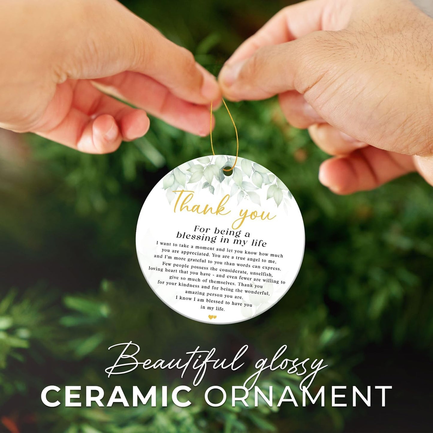 Thank You Gifts for Women Men - Appreciation Gift for Coworker Boss Teacher Nurse Mom Friend - Thanksgiving Day Gifts for Family - Being A Blessing in My Life - Ceramic Christmas Ornament 2025