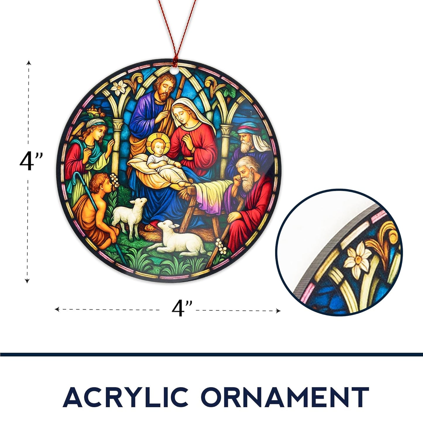 Christmas Nativity Scene Ornament with Mary Joseph and Baby Jesus, Christmas Tree Nativity Scene Hanging Ornaments 2025, Religious Gifts for Christian & Family, The Birth of Jesus Decor