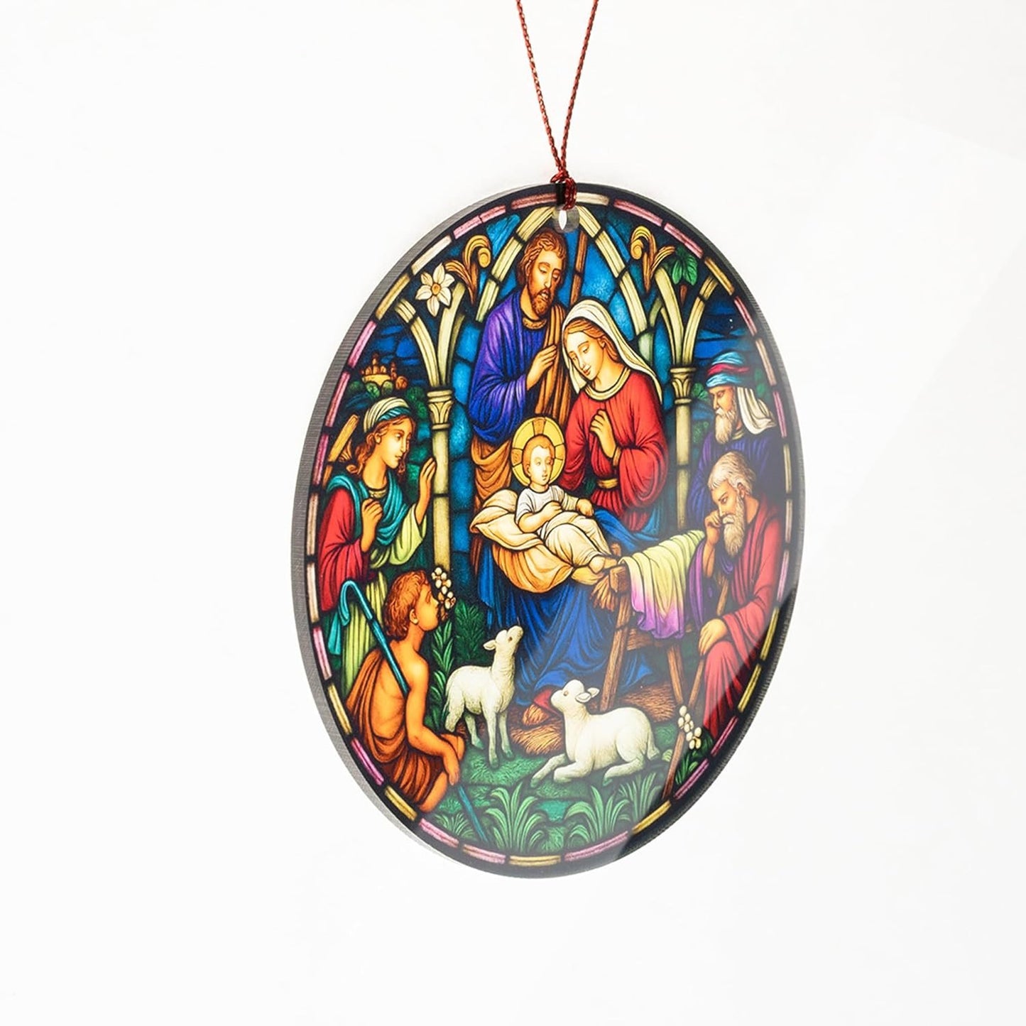 Christmas Nativity Scene Ornament with Mary Joseph and Baby Jesus, Christmas Tree Nativity Scene Hanging Ornaments 2025, Religious Gifts for Christian & Family, The Birth of Jesus Decor