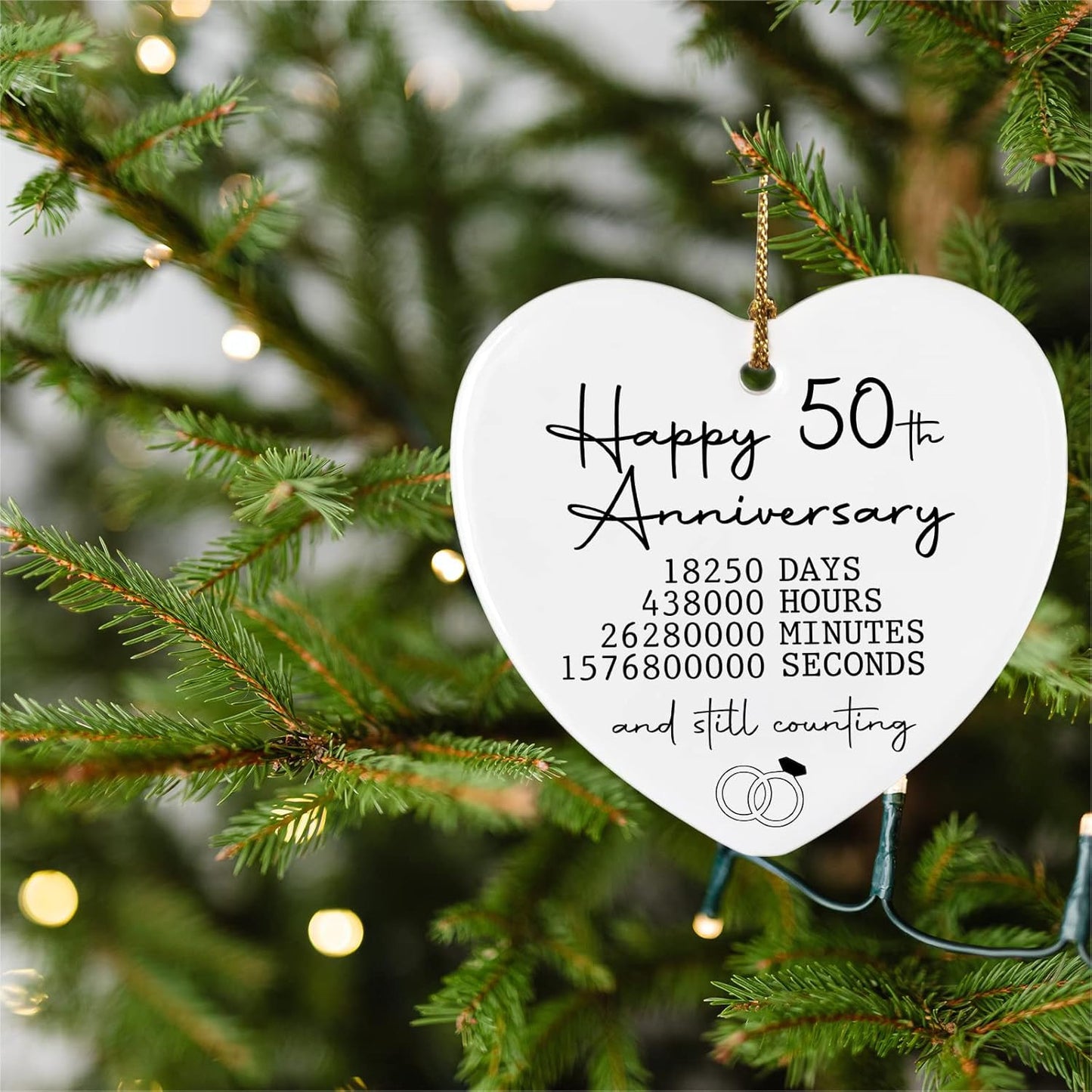 50th Wedding Anniversary Ornament Gifts for Couple 50th Anniversary Wedding Gifts for Parents Ornament Keepsake Sign Heart Plaque Happy Anniversary Christmas Ornaments for Husband Wife