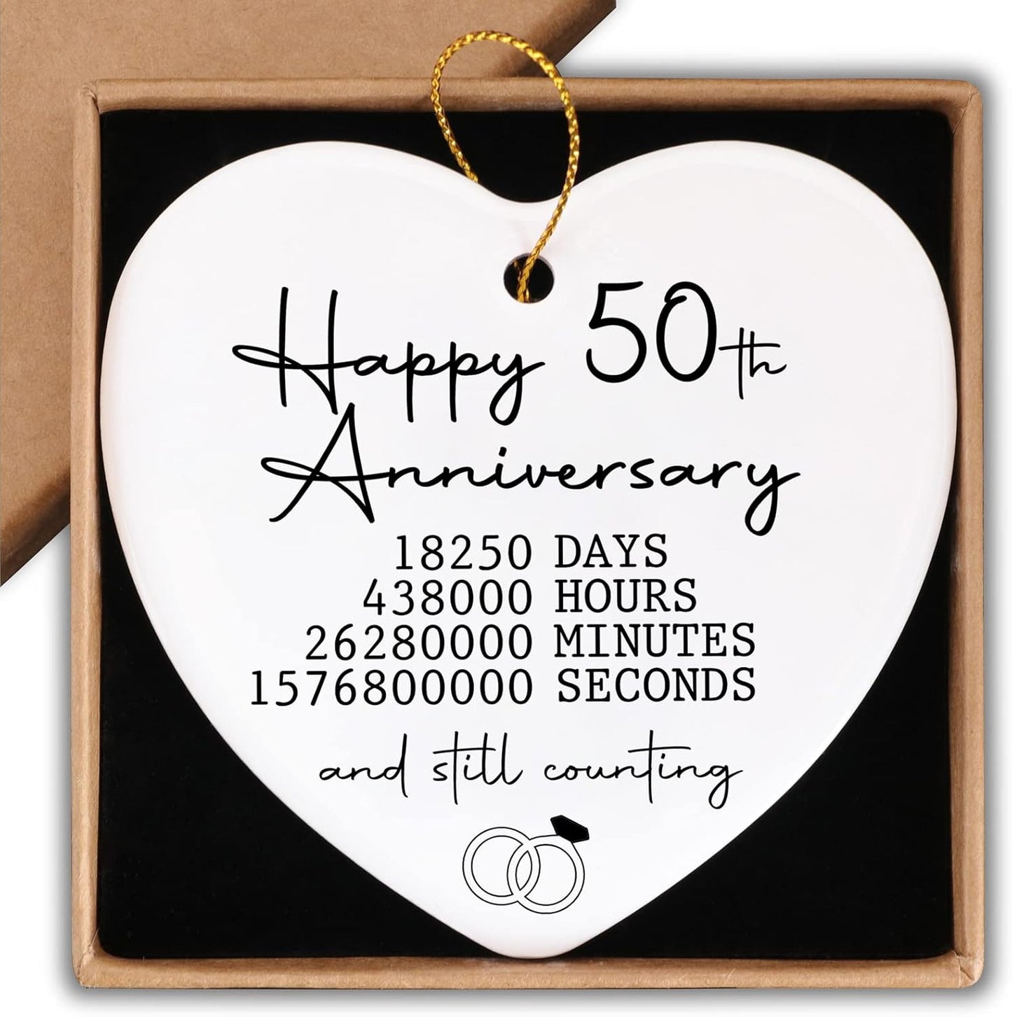 50th Wedding Anniversary Ornament Gifts for Couple 50th Anniversary Wedding Gifts for Parents Ornament Keepsake Sign Heart Plaque Happy Anniversary Christmas Ornaments for Husband Wife