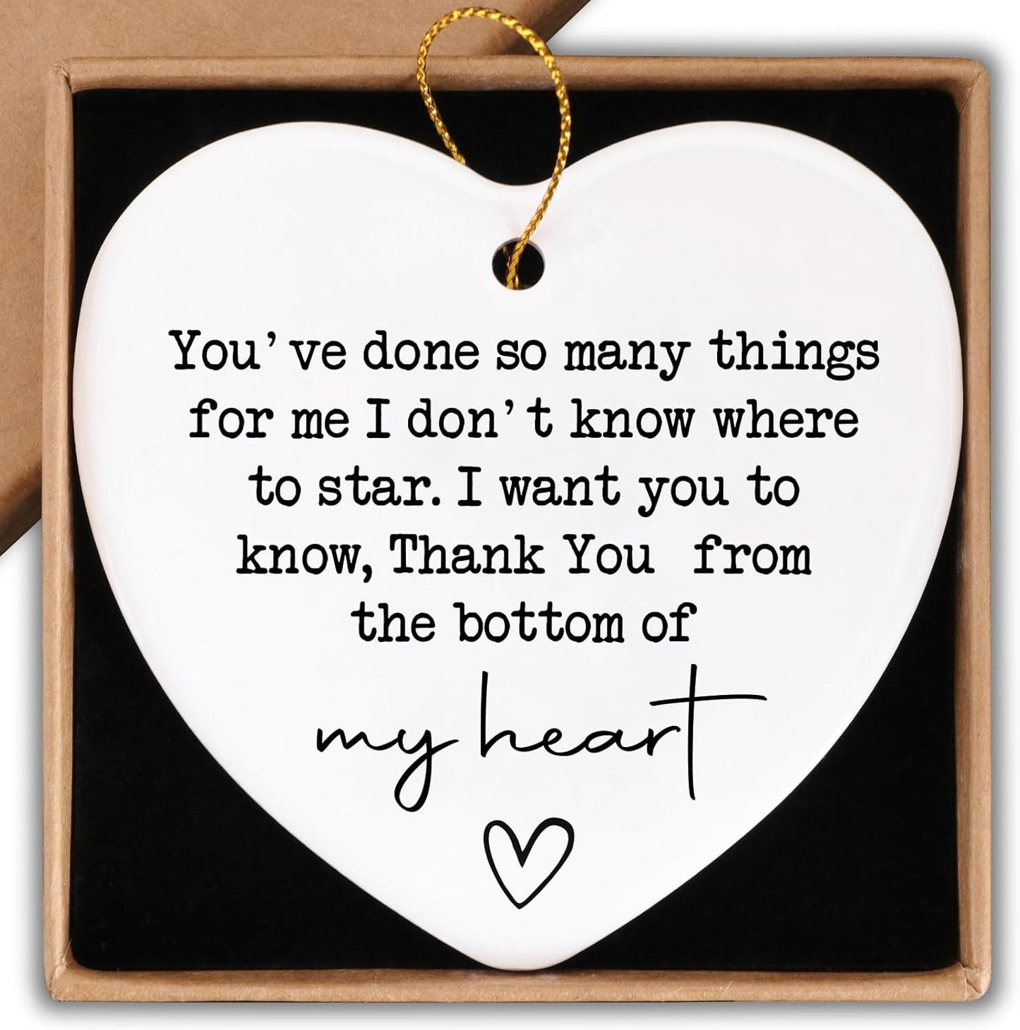 Appreciation Gifts for Women Ornament Keepsake Sign Heart Plaque Thank You Gifts for Teacher Manager Boss Coworkers Thank You from the Bottom of My Heart Christmas Ornament