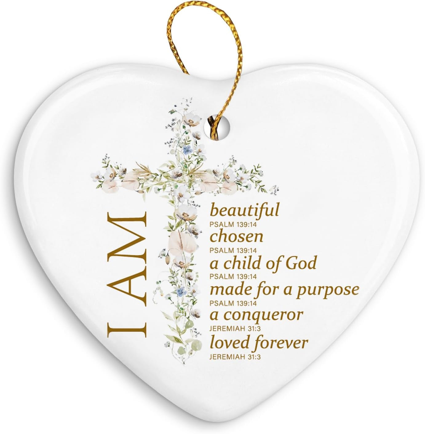 Christian Gifts Christmas Ornament Keepsake Sign,Thankful Grateful Blessed Wall Decor,Religious Christmas Ornaments for Christmas Tree,Ceramic Heart Keepsake Christmas Bible Gifts for Women