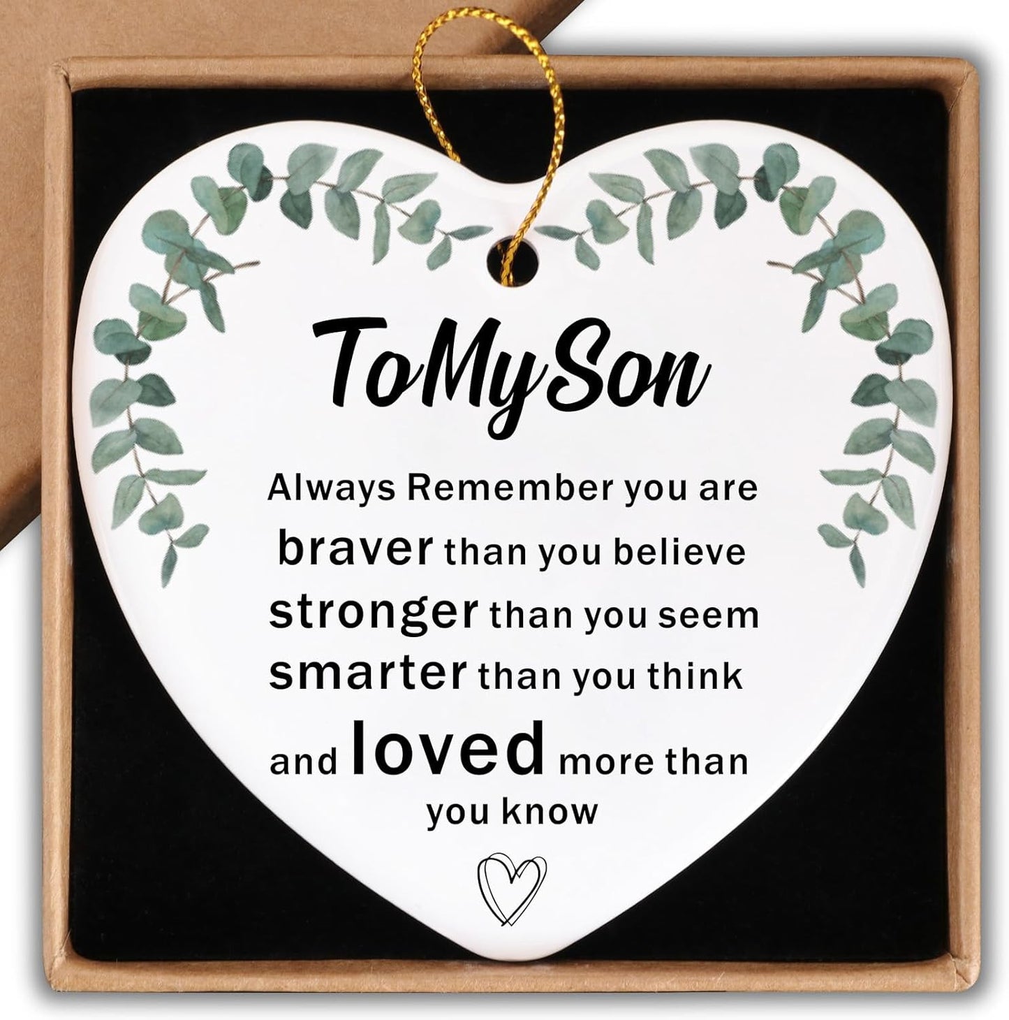 To My Grandson Gifts from Grandma Ceramic Ornament Keepsake Sign Heart Plaque Heartwarming Birthday Christmas Wedding Graduation Gifts for Grandson Family from Grandma