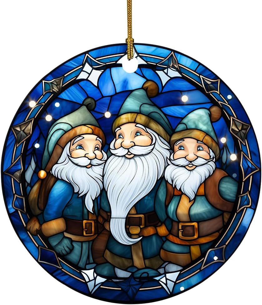 Elegant Castle Ornament, Stained Ceramic Christmas Ornament, Christmas Tree Hanging Decors, Stained Glass Themed Ceramic Christmas Ornament
