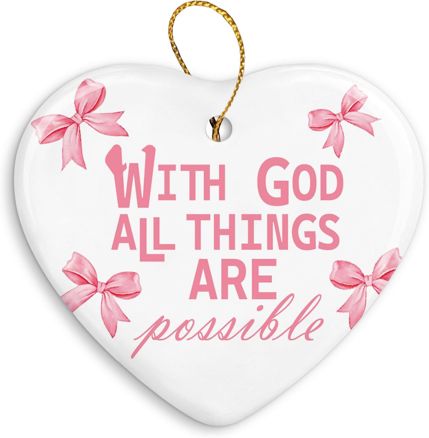 Coquette Pink Bow Christian Inspirational Gifts,God Says You are Ornaments for Christmas Tree,Preppy Girly Gifts for Women,Bible Verse Religious Scripture Ornament Keepsake Sign,Hanging