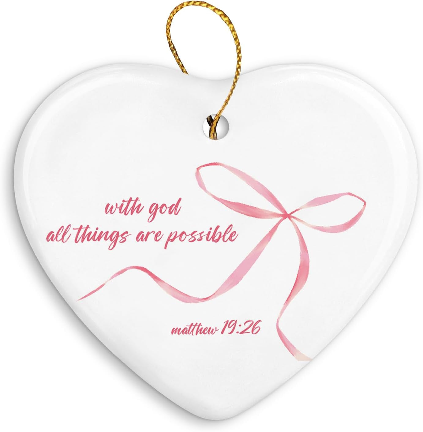 Coquette Pink Bow Christian Inspirational Gifts,God Says You are Ornaments for Christmas Tree,Preppy Girly Gifts for Women,Bible Verse Religious Scripture Ornament Keepsake Sign,Hanging