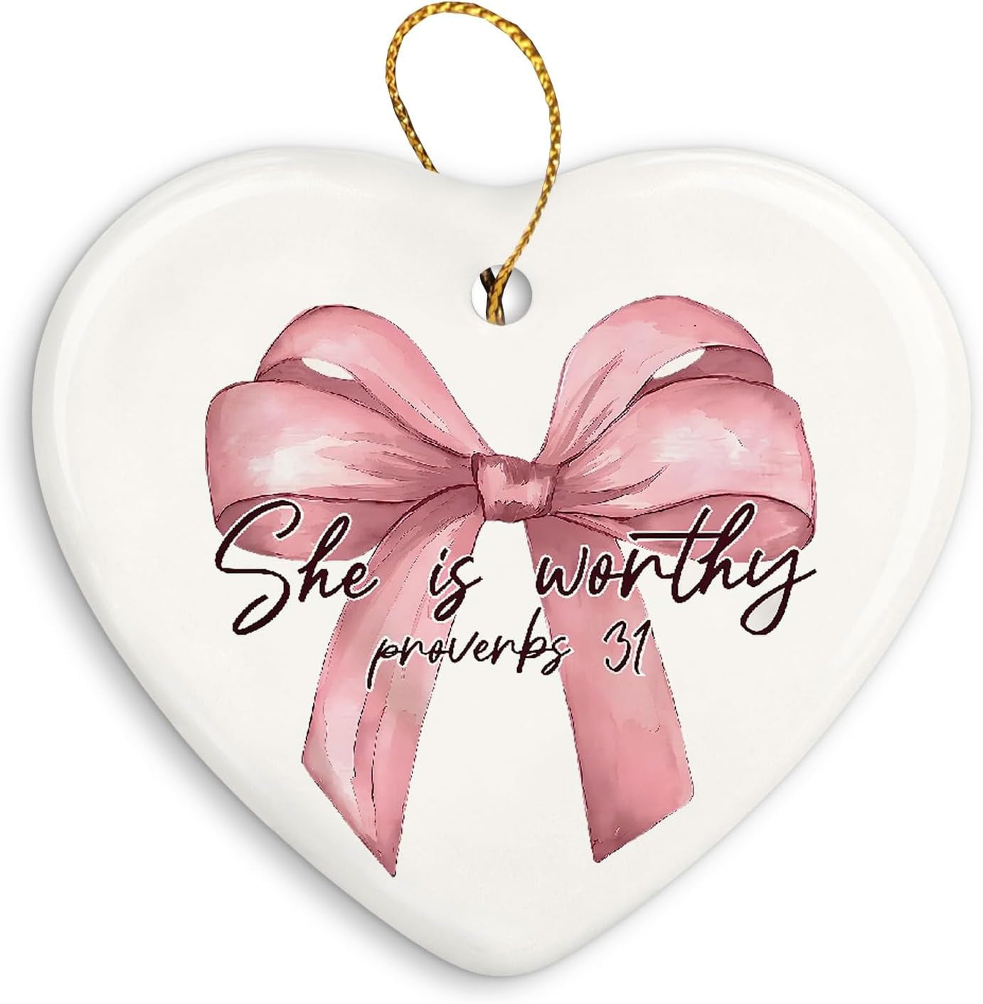 Coquette Pink Bow Christian Inspirational Gifts,God Says You are Ornaments for Christmas Tree,Preppy Girly Gifts for Women,Bible Verse Religious Scripture Ornament Keepsake Sign,Hanging