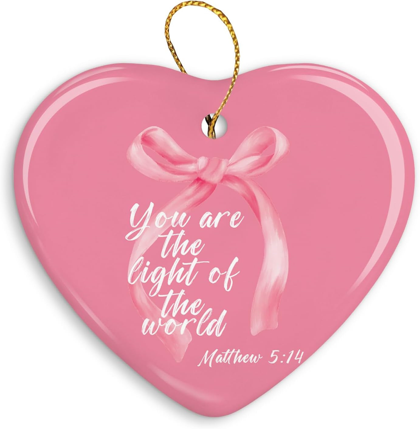 Coquette Pink Bow Christian Inspirational Gifts,God Says You are Ornaments for Christmas Tree,Preppy Girly Gifts for Women,Bible Verse Religious Scripture Ornament Keepsake Sign,Hanging