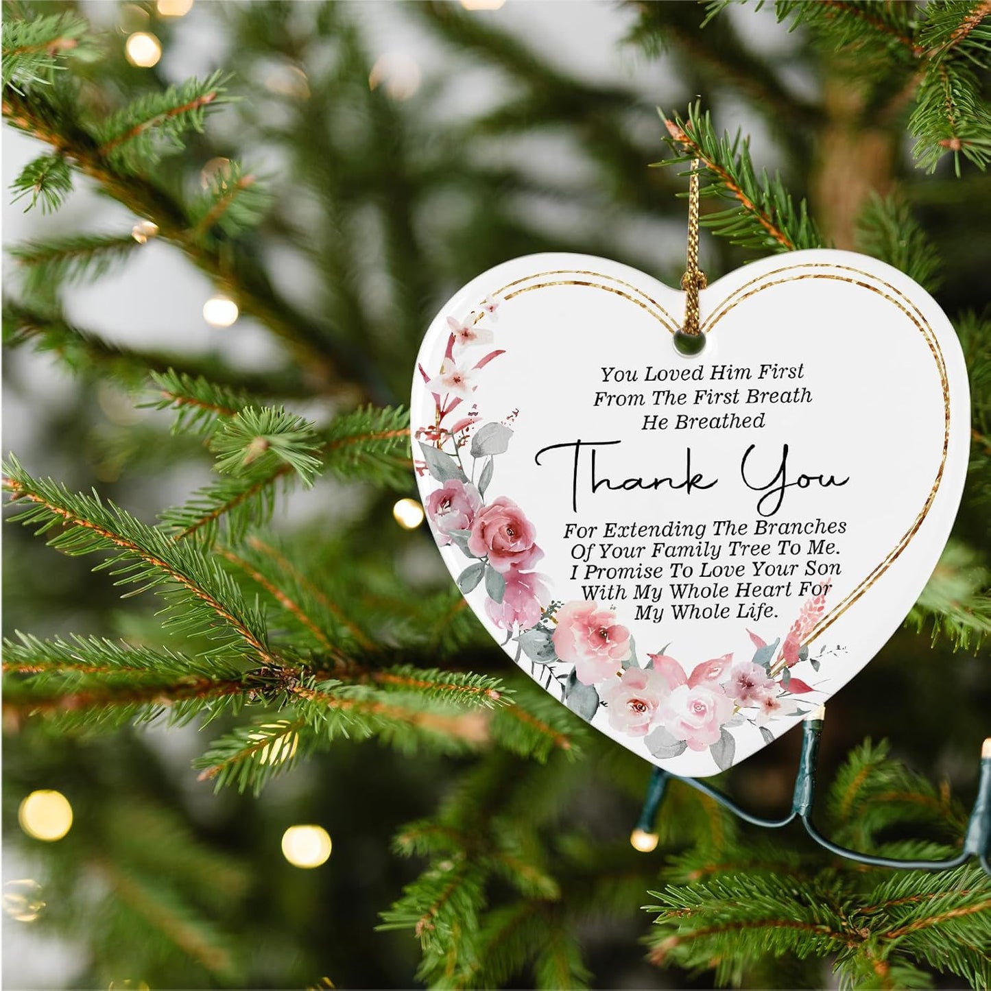 Wedding Ornament from Bride for Mother of The Groom Ornament Keepsake Sign Heart Plaque Thank You Gift for Mother in Law from Daughter in Law Christmas Ornament Gift for Mother in Law