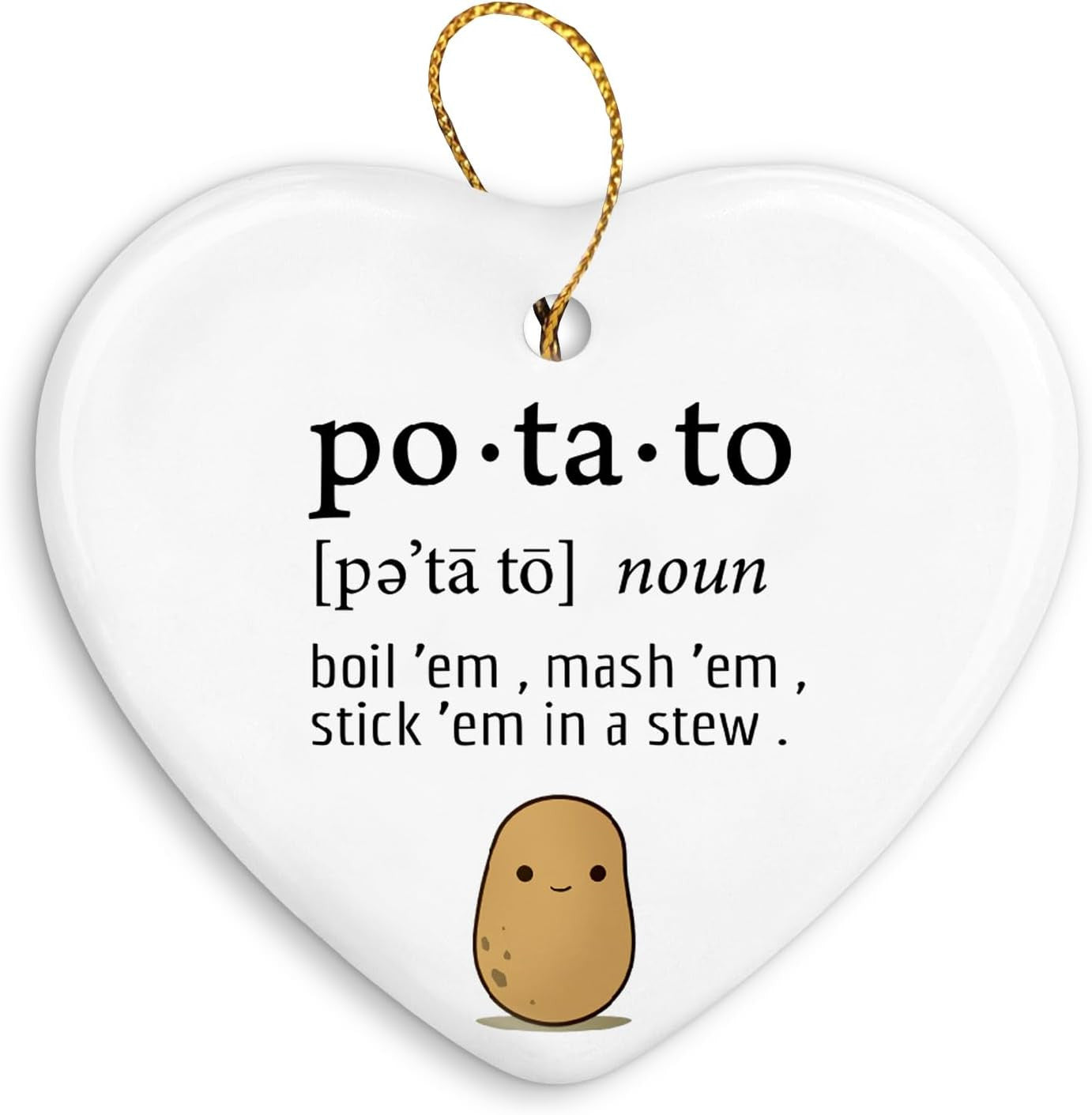 Funny Potato Emotional Support Ornament Keepsake?Positive Motivational Christmas Ornament Gifts,White Christmas Ceramic Christmas Ornament Gifts,Hanging Ornaments