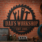 Personalized Metal Workshop Sign, Custom Garage Sign, Mechanic Workshop Sign, Fathers Day Gift, Wall Art