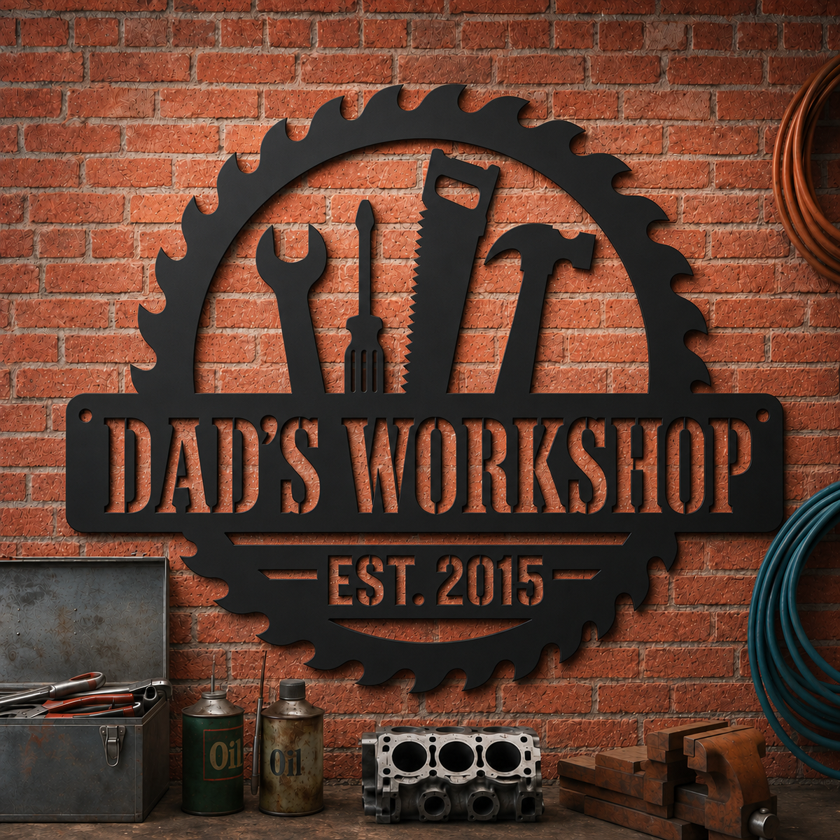 Personalized Metal Workshop Sign, Custom Garage Sign, Mechanic Workshop Sign, Fathers Day Gift, Wall Art