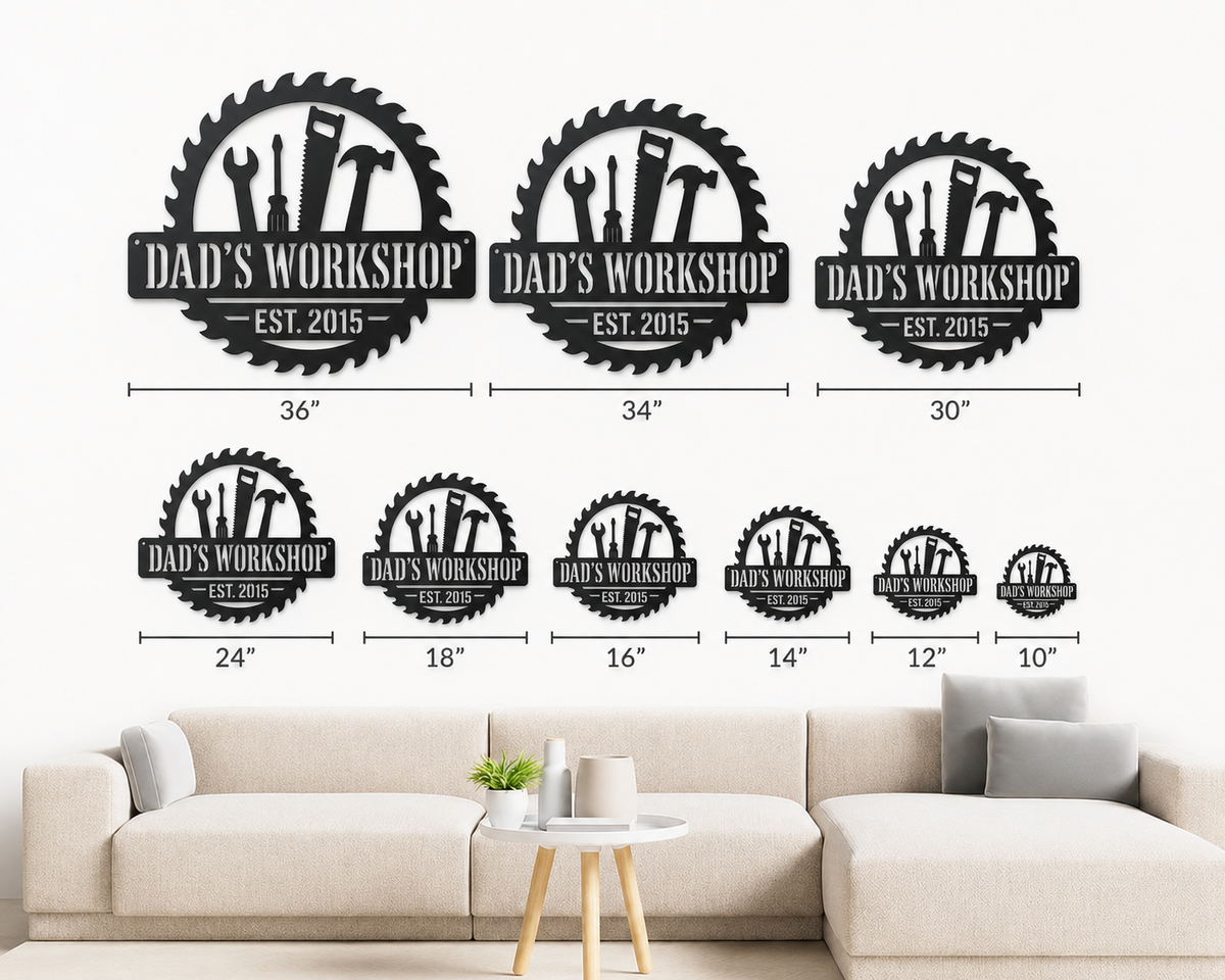 Personalized Metal Workshop Sign, Custom Garage Sign, Mechanic Workshop Sign, Fathers Day Gift, Wall Art
