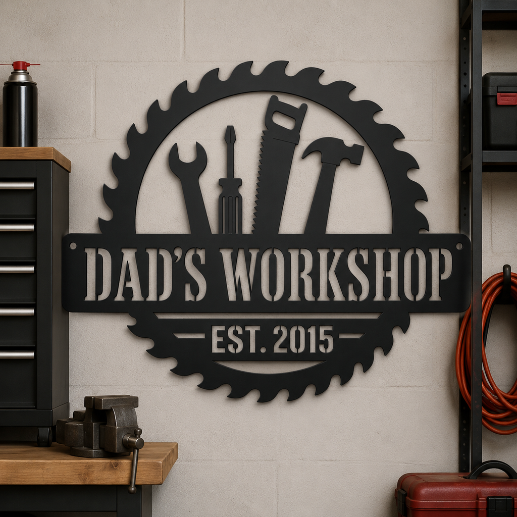 Personalized Metal Workshop Sign, Custom Garage Sign, Mechanic Workshop Sign, Fathers Day Gift, Wall Art