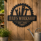 Personalized Metal Workshop Sign, Custom Garage Sign, Mechanic Workshop Sign, Fathers Day Gift, Wall Art