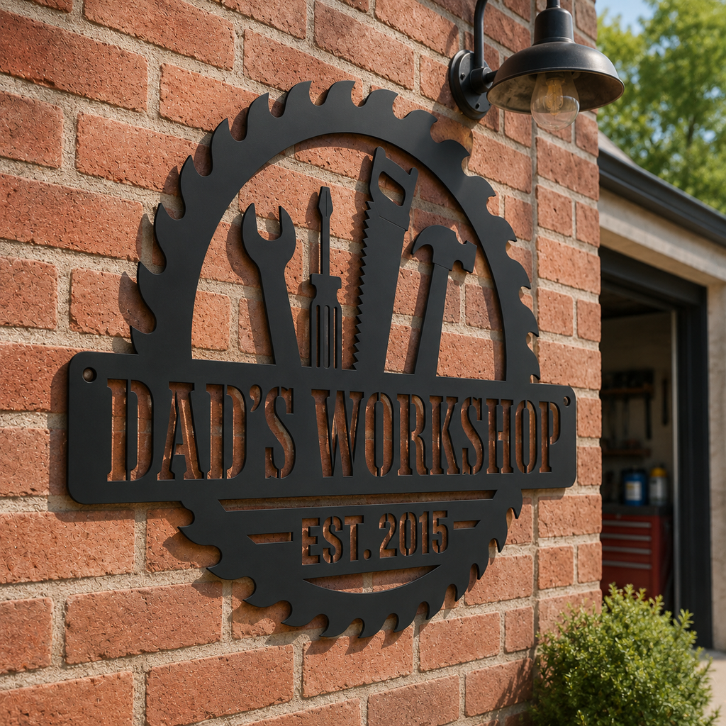 Personalized Metal Workshop Sign, Custom Garage Sign, Mechanic Workshop Sign, Fathers Day Gift, Wall Art