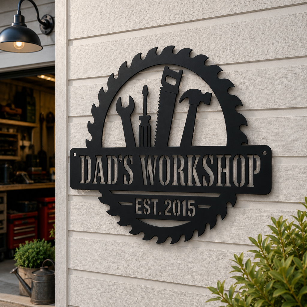 Personalized Metal Workshop Sign, Custom Garage Sign, Mechanic Workshop Sign, Fathers Day Gift, Wall Art