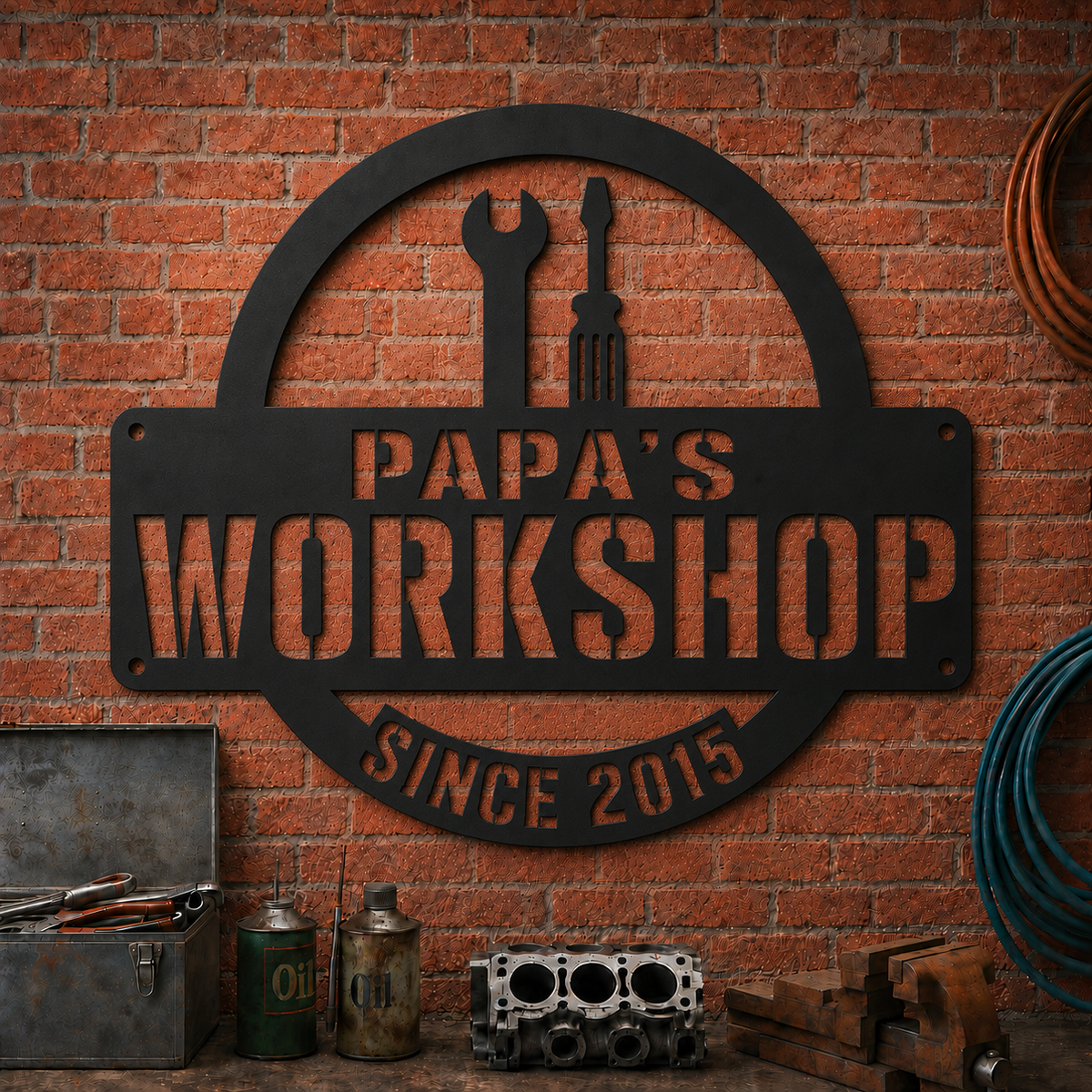 Personalized Workshop Metal Sign, Custom Garage Wall Decor, Man Cave Sign, Auto Shop Decoration