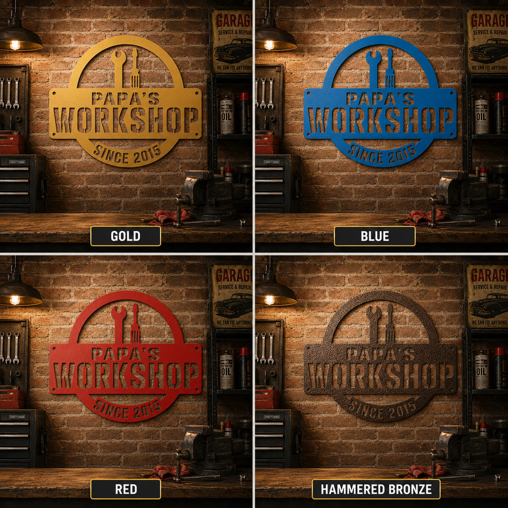 Personalized Workshop Metal Sign, Custom Garage Wall Decor, Man Cave Sign, Auto Shop Decoration