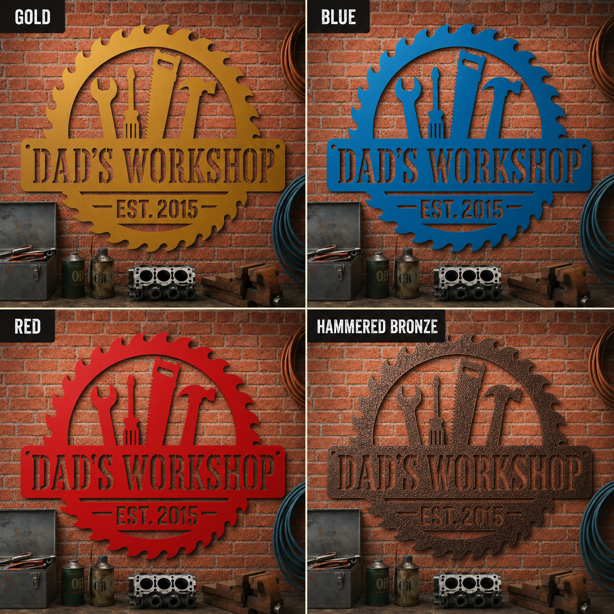 Personalized Metal Workshop Sign, Custom Garage Sign, Mechanic Workshop Sign, Fathers Day Gift, Wall Art