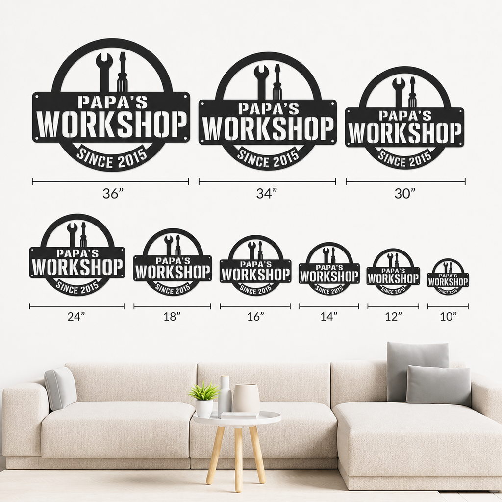 Personalized Workshop Metal Sign, Custom Garage Wall Decor, Man Cave Sign, Auto Shop Decoration