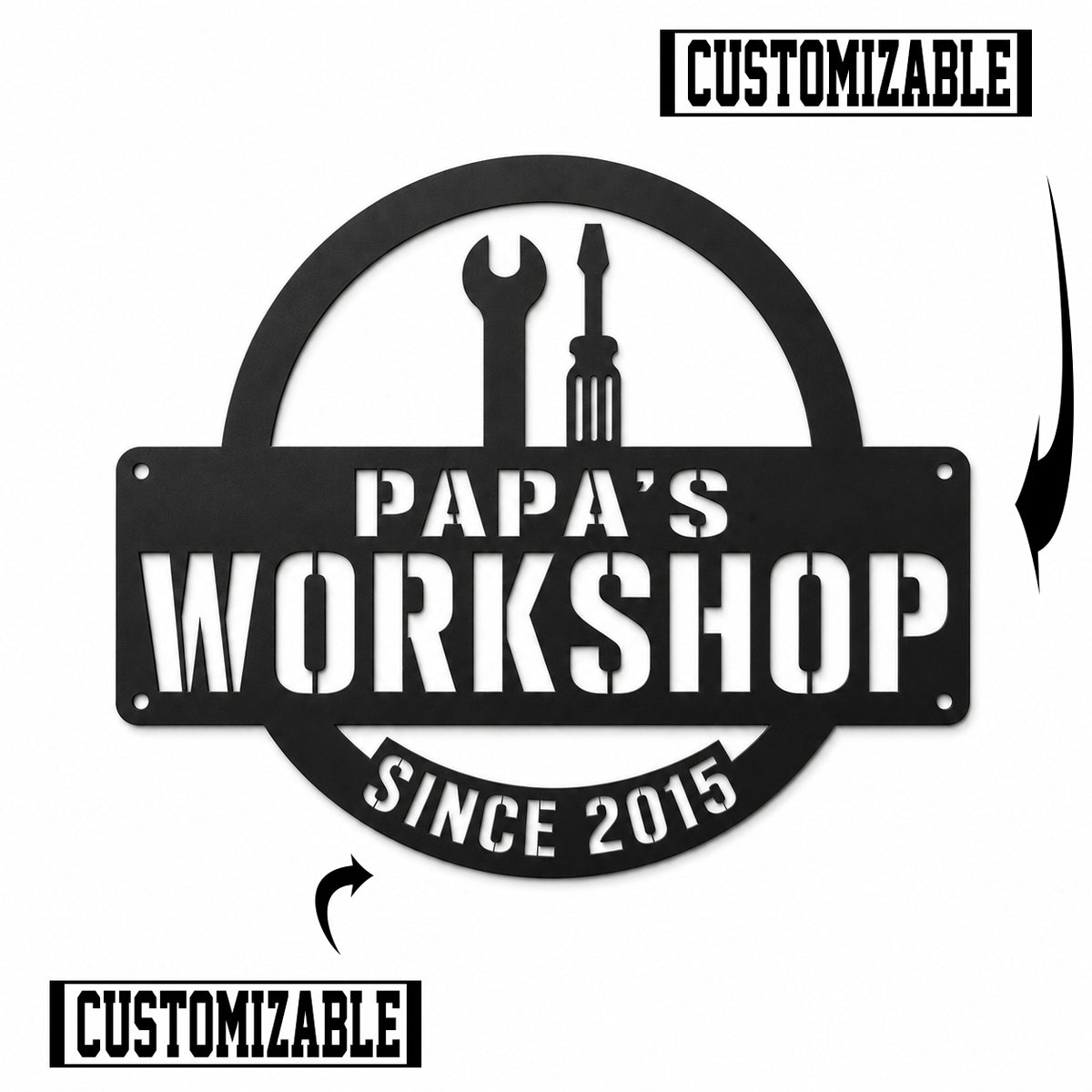 Personalized Workshop Metal Sign, Custom Garage Wall Decor, Man Cave Sign, Auto Shop Decoration