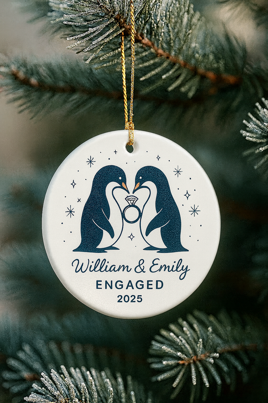 Personalized Engagement Ornament Gift, First Christmas Engaged Ornament