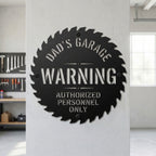 Personalized Garage Warning Metal Sign, Custom Dad's Garage Sign, Workshop Wall Decor, Authorized Personnel Only