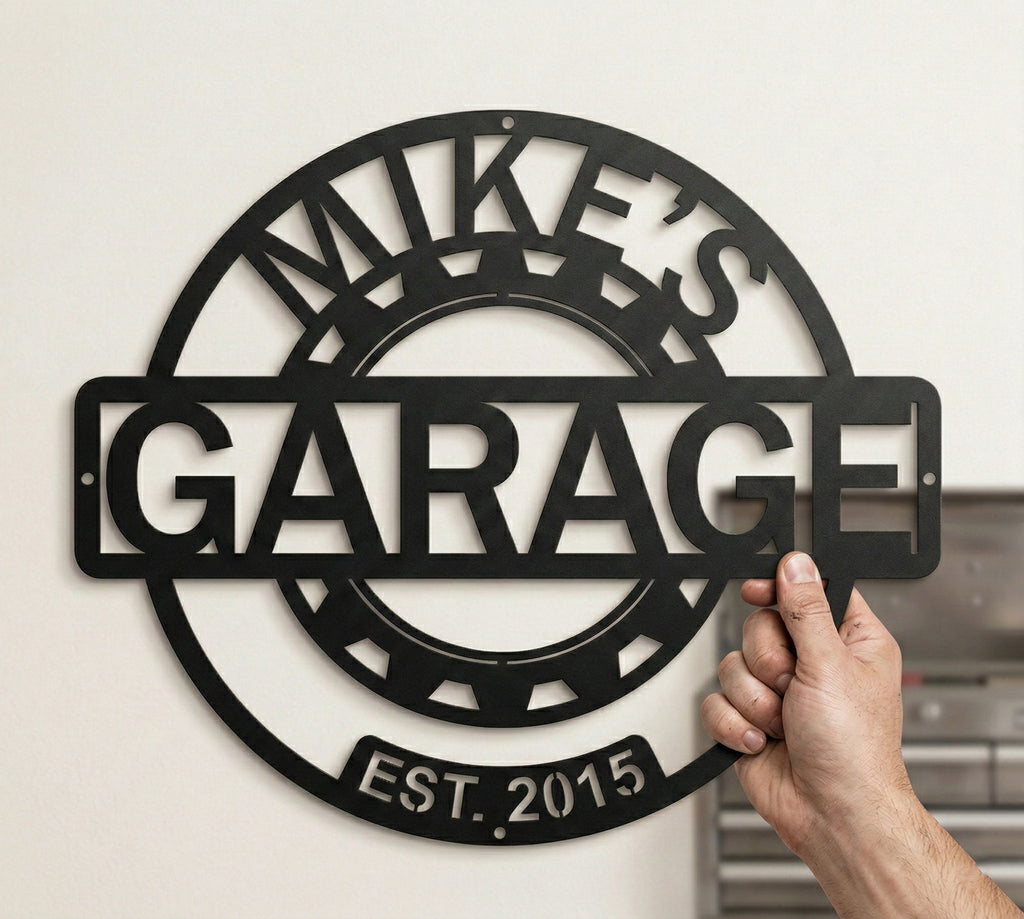 Personalized Garage Metal Sign, Custom Garage Wall Decor, Workshop Sign, Man Cave Decor