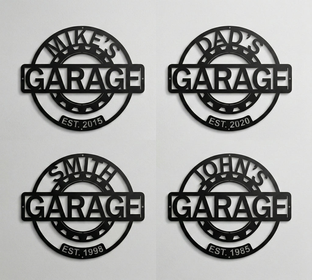 Personalized Garage Metal Sign, Custom Garage Wall Decor, Workshop Sign, Man Cave Decor